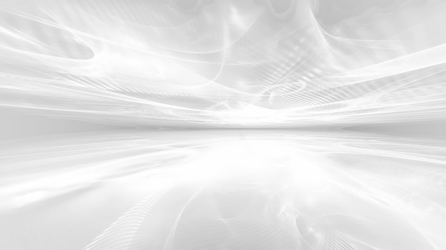 Abstract white futuristic background with fractal horizon