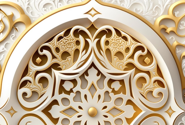 Abstract White and gold background with Arabic ornaments