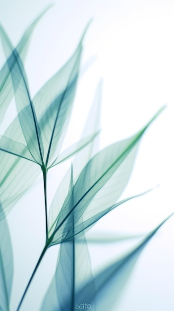 Abstract white green bamboo leaves on soft background