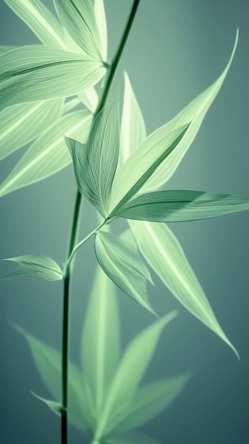 Abstract white green bamboo leaves on soft background