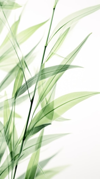 Abstract white green bamboo leaves on soft background