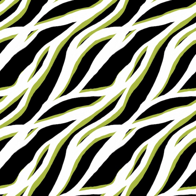 Abstract white green black stripes lines seamless pattern Animal skin repeat print Zebra design