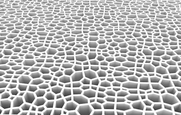 Abstract white honeycomb grid structure 3d illustrationrendering background texture