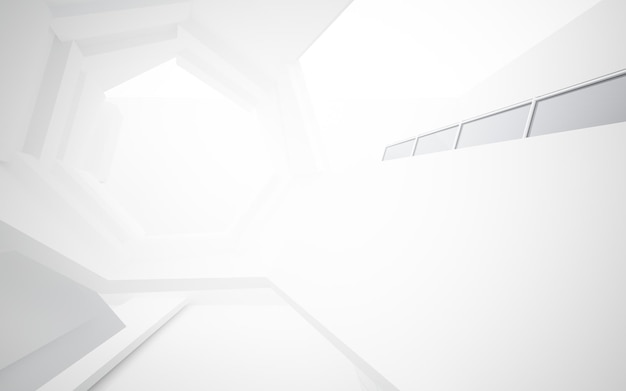 Abstract white interior of the future. 3D illustration and rendering