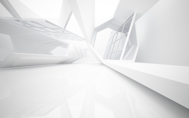 Abstract white interior of the future. 3D illustration and rendering