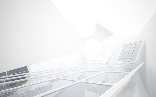 Abstract white interior of the future. 3D illustration and rendering