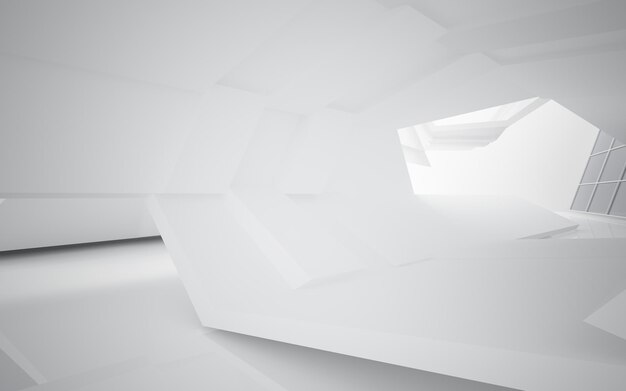 Abstract white interior of the future. 3D illustration and rendering