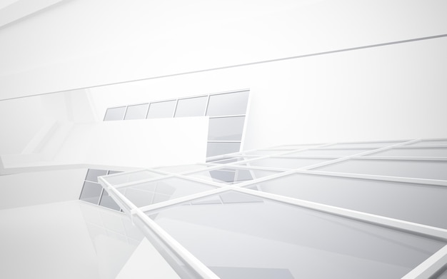 Abstract white interior of the future. 3D illustration and rendering