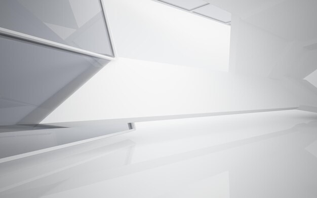 Abstract white interior of the future. 3D illustration and rendering