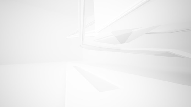 Abstract white interior of the future 3D illustration and rendering