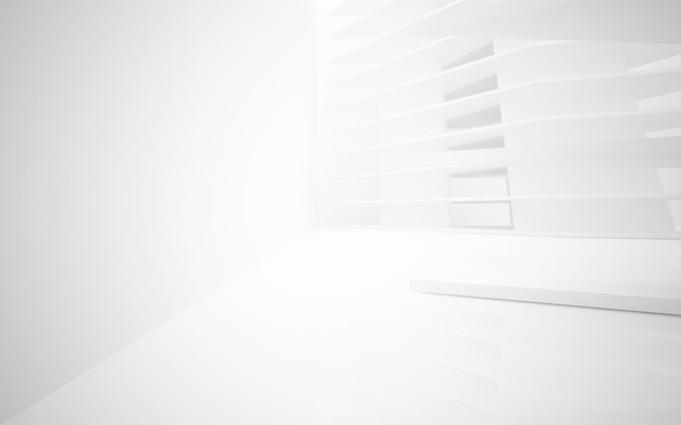 Abstract white interior highlights future Architectural background 3D illustration and rendering