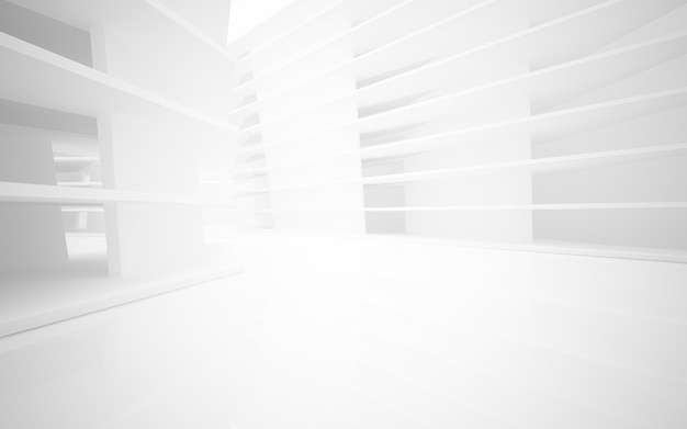 Abstract white interior highlights future Architectural background 3D illustration and rendering