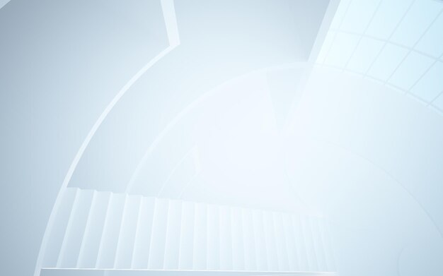 Abstract white interior multilevel public space with window. 3D illustration and rendering.