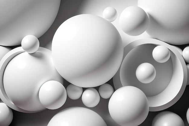 Abstract white many spheres design background AI Generation