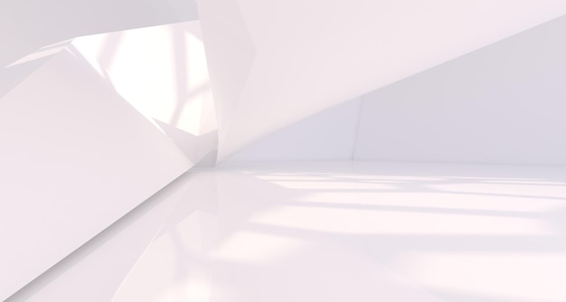 Abstract white minimalistic architectural interior with window 3D illustration and rendering