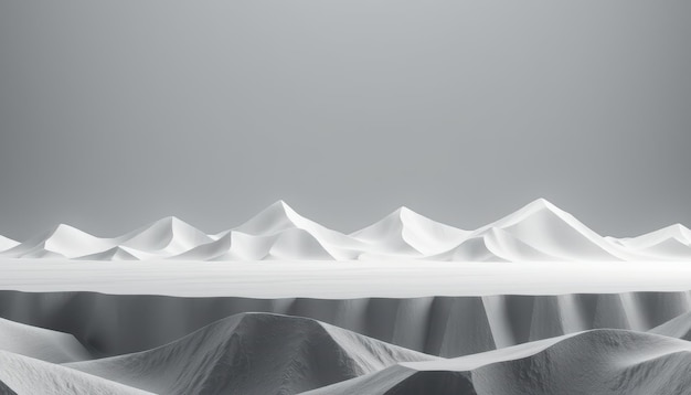 Photo abstract white mountain range with a flat plateau on top