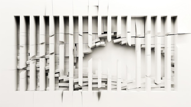 Abstract white paper art forming a threedimensional geometric pattern