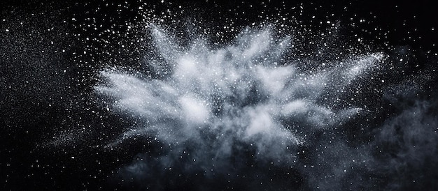 Abstract White Powder Explosion Against a Black Background