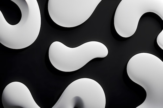 Abstract white shapes on black background