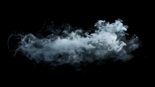 Abstract white smoke cloud isolated on a black background