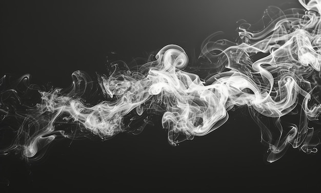 Abstract White Smoke Flowing on a Black Background