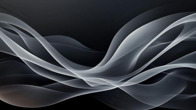 Abstract White Smoke Waves on Black Background