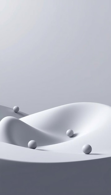 Photo abstract white spheres on a waveshaped surface