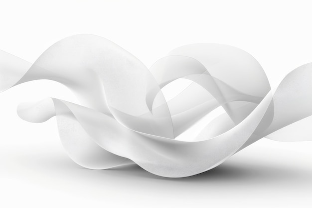 Photo abstract white wave with smooth transparent fabric on white background silk creative design