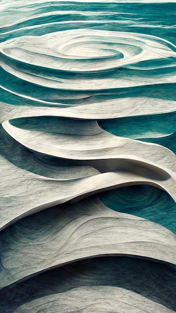 Abstract white waves 3d rendering Modern minimal design 3D illustration