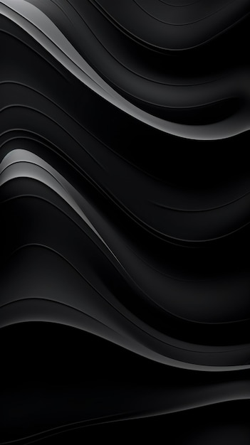 Photo abstract white waves on black background wallpaper for phone