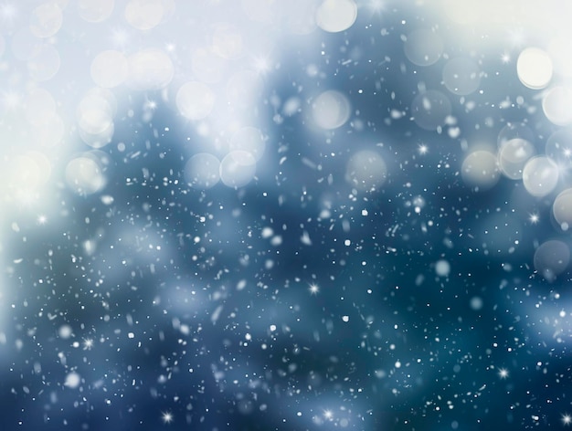 Abstract winter background Falling snowflakes on a blurred background of trees design concepts