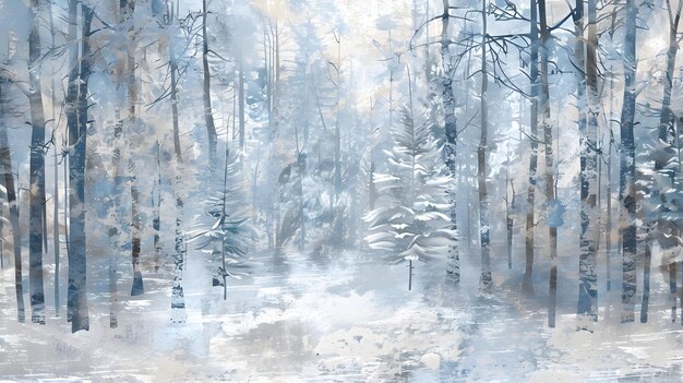 Photo abstract winter forest landscape art background