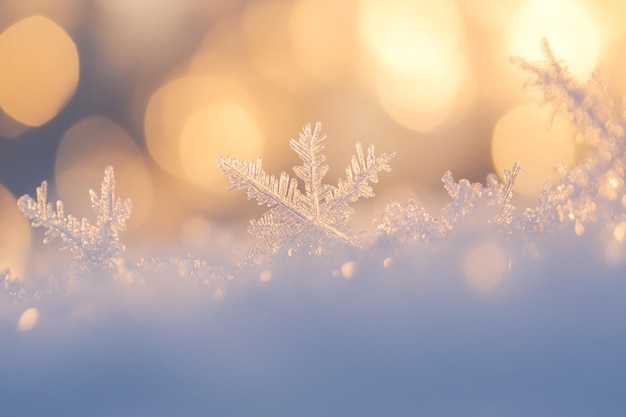 Photo abstract winter snowflakes with gentle blur