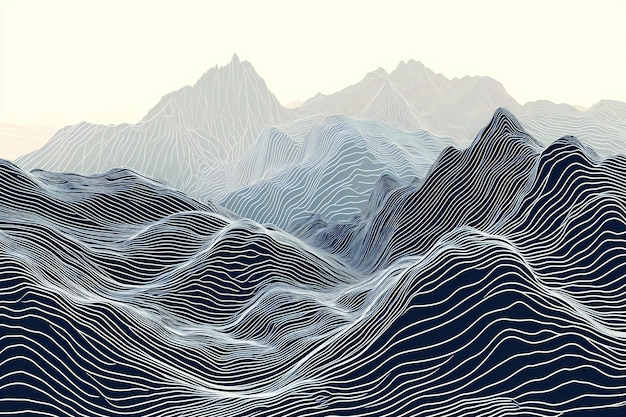 Abstract wireframe landscape with mountains