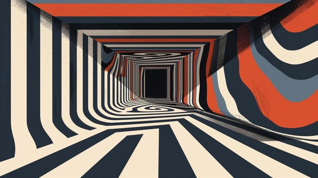 Photo abstract with bold black and white striped tunnellike patterns