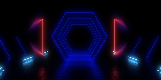 abstract with neon lights. neon tunnel .space construction