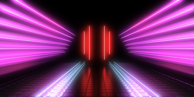 abstract with neon lights. neon tunnel .space construction