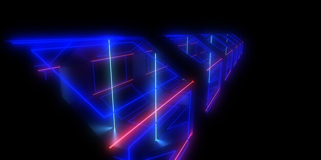 abstract with neon lights. neon tunnel .space construction