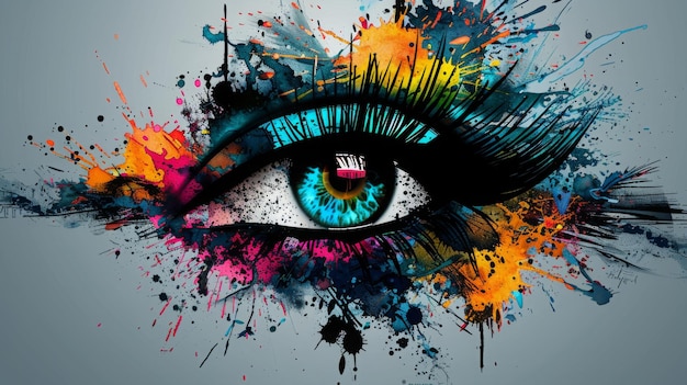 Abstract woman eye watercolor splash art beautiful graphic design in style of contemporary water c