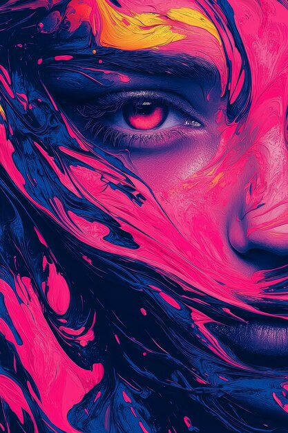 Abstract Womans Face with Vibrant Colors