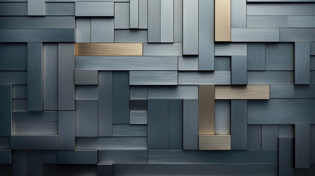 Abstract Wooden Mosaic Wall Texture