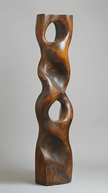 Abstract Wooden Sculpture with Organic Curves and Holes