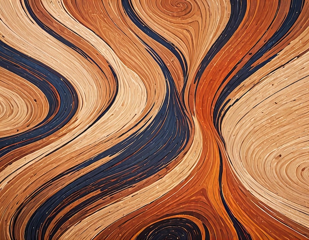 Photo abstract wooden texture with flowing lines and rich colors