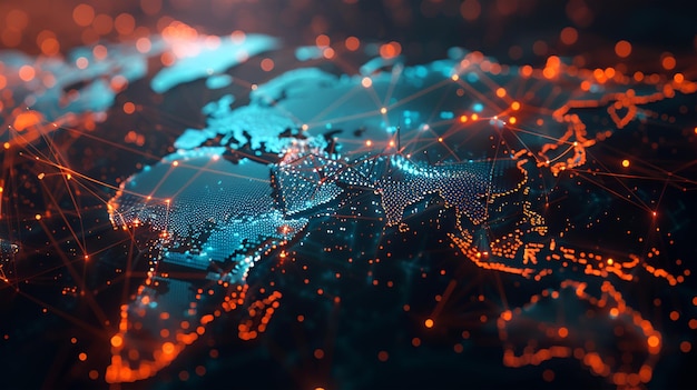 An Abstract World Map of International Networks Data Transfer and Cyber Technology in Global Business