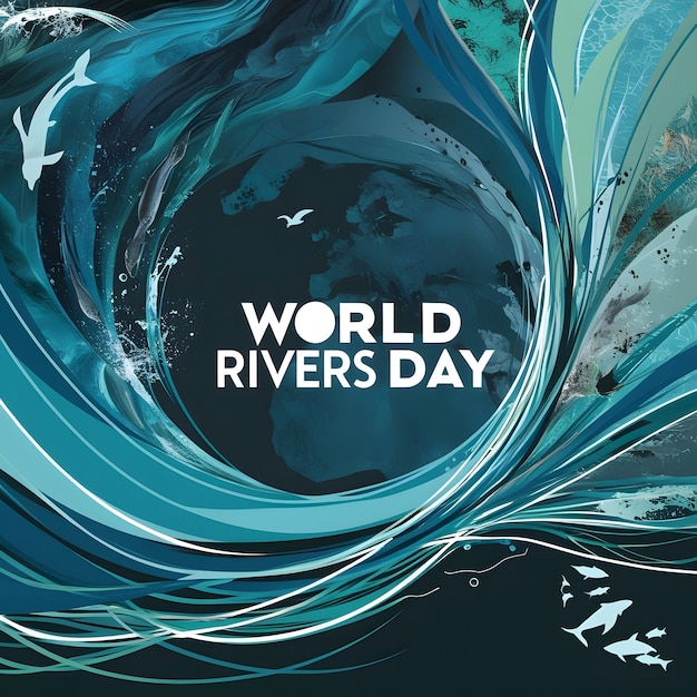 Photo abstract world rivers day artwork celebrating the fluidity and lifegiving power of rivers