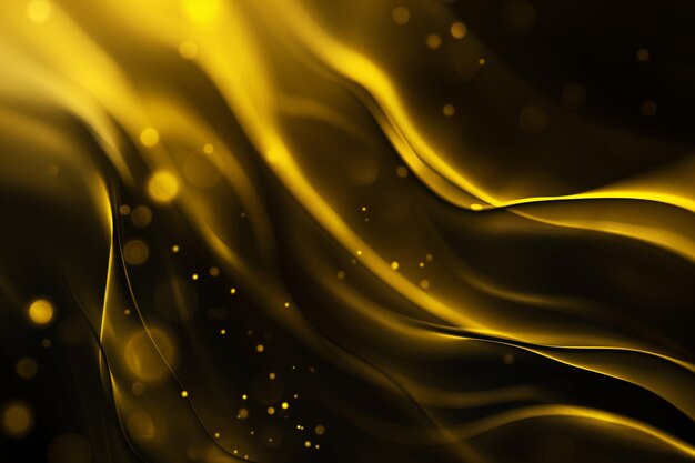 Abstract yellow colors gradient wave on black background blurry lights on dark noise texture