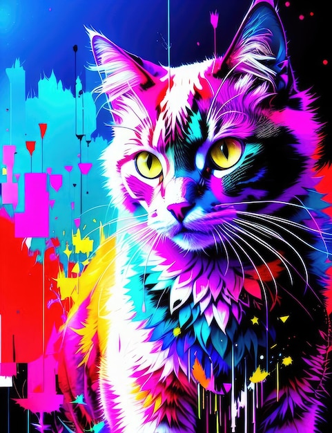 Abstraction of a cat painted with spray paint Generative AI