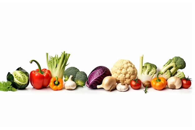 Abundance on Display Isolated Vegetable Collage on White Background with Wide Free Space for Text