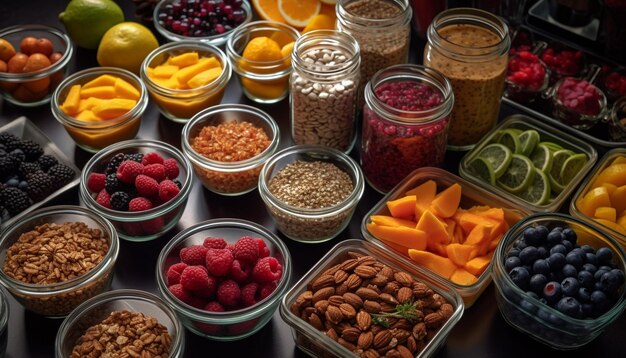 Abundance of healthy berry fruit in gourmet bowl generated by AI