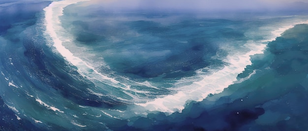 Abyss of sea waves turquoise ocean waves illustration Generative AI